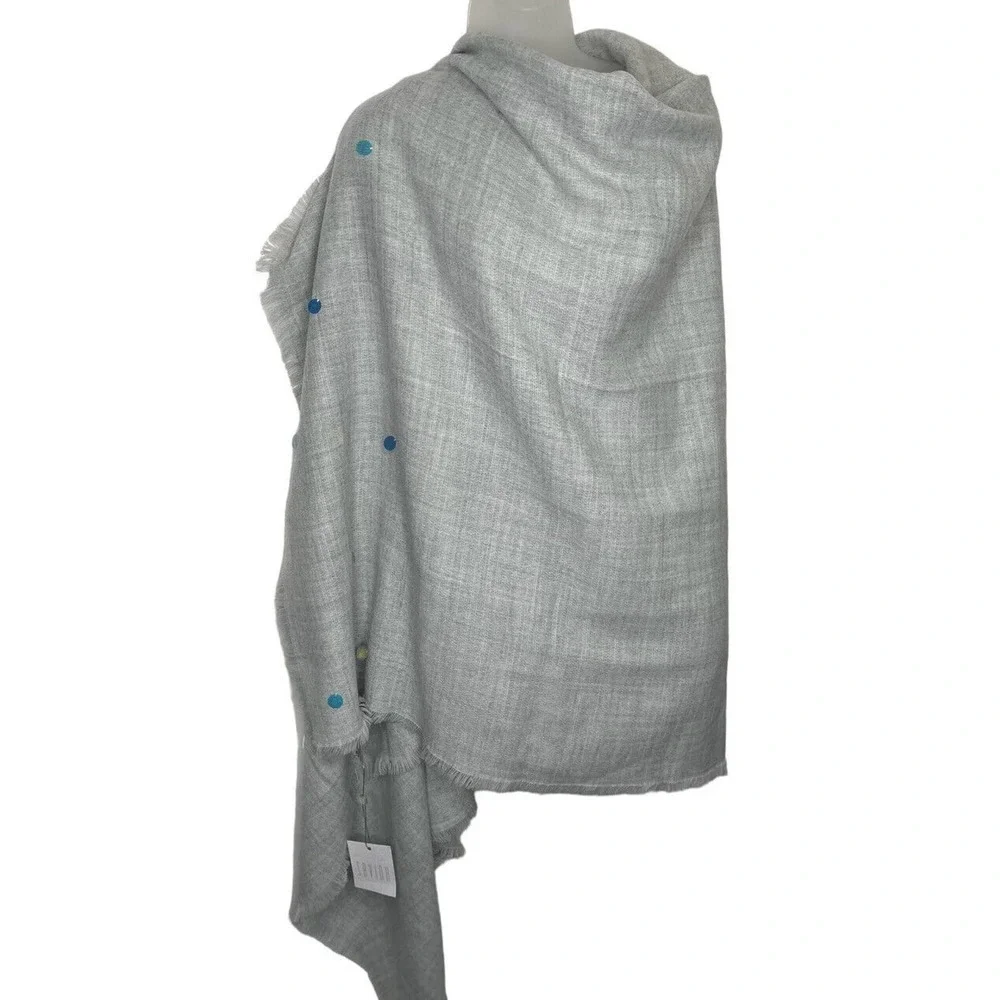 Savida Grey Disc Scarf Rectangle Blanket‎ Wrap Fringe 39 X 74 New with Tags